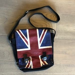 Union Jack Small Black Canvas Messenger Bag